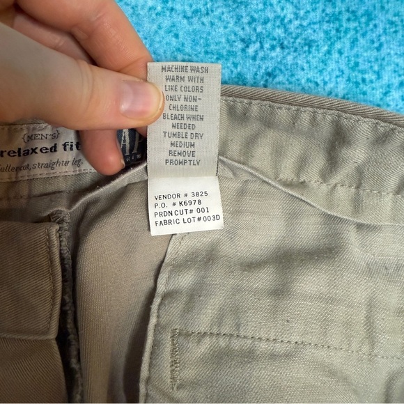 Vintage 90s Y2K GAP Relaxed Fit Mens Chinos Tan Pleated Cuffed Pants 34X34.5 - Picture 14 of 15